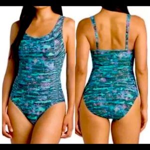 NEW Speedo shirred princess teal bathing suit